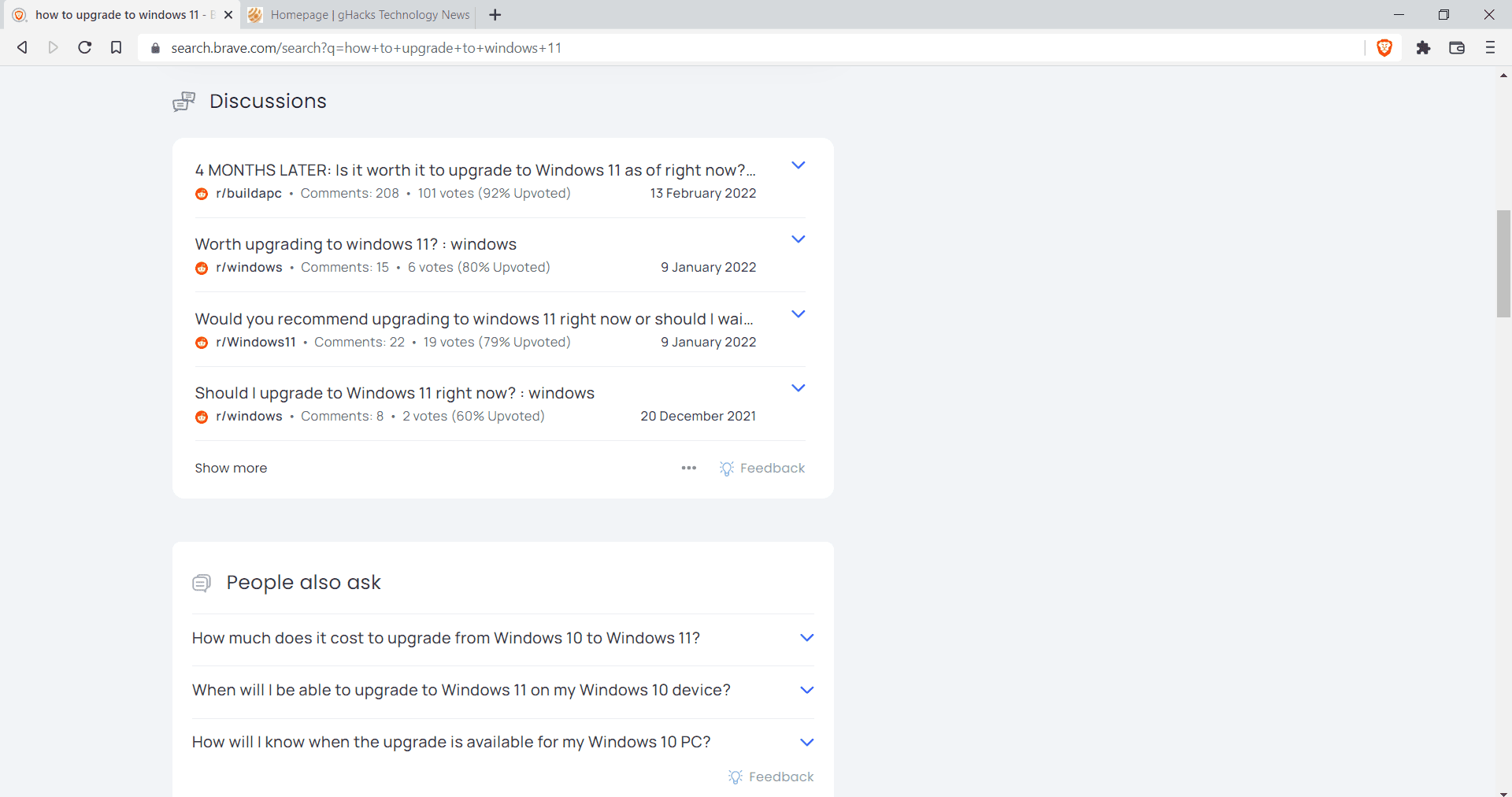 brave search discussions