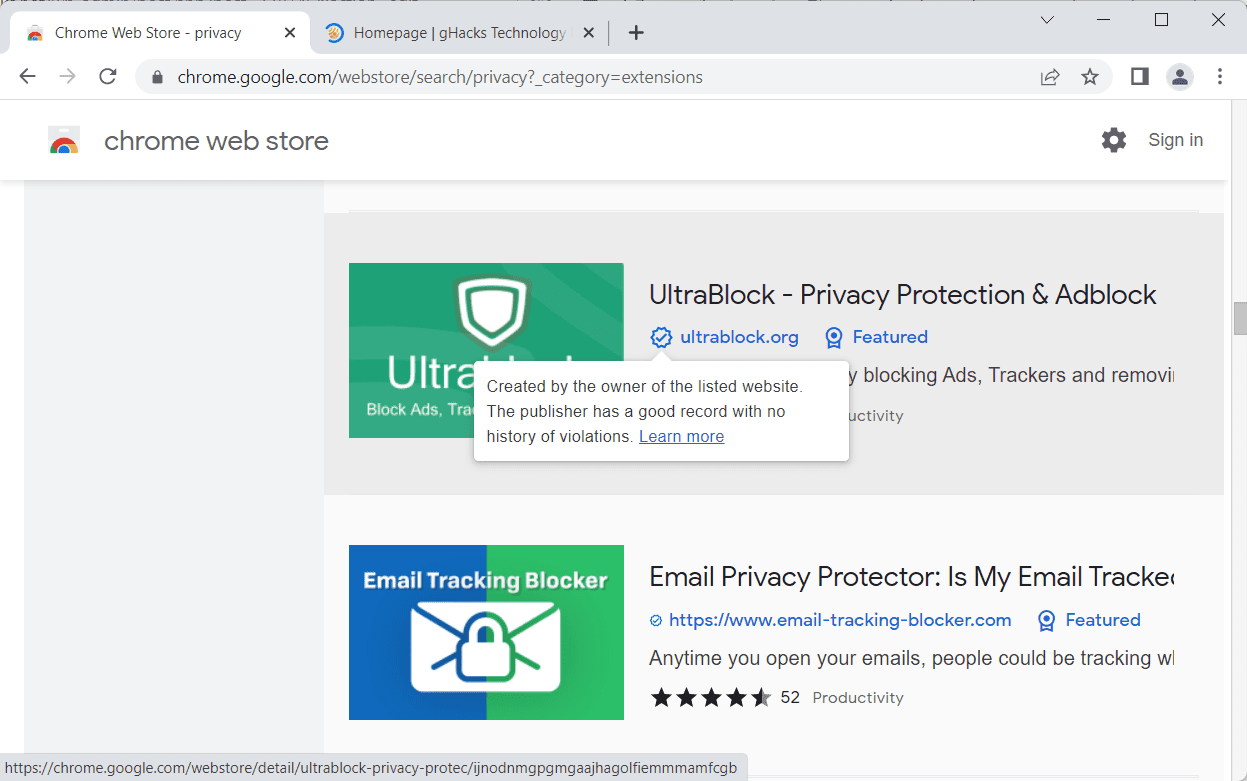 chrome publisher verification