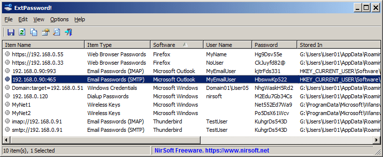 extpassword retrieved passwords