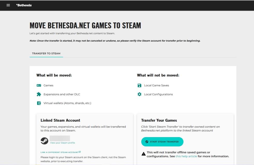 move games from Bethesda Launcher to Steam