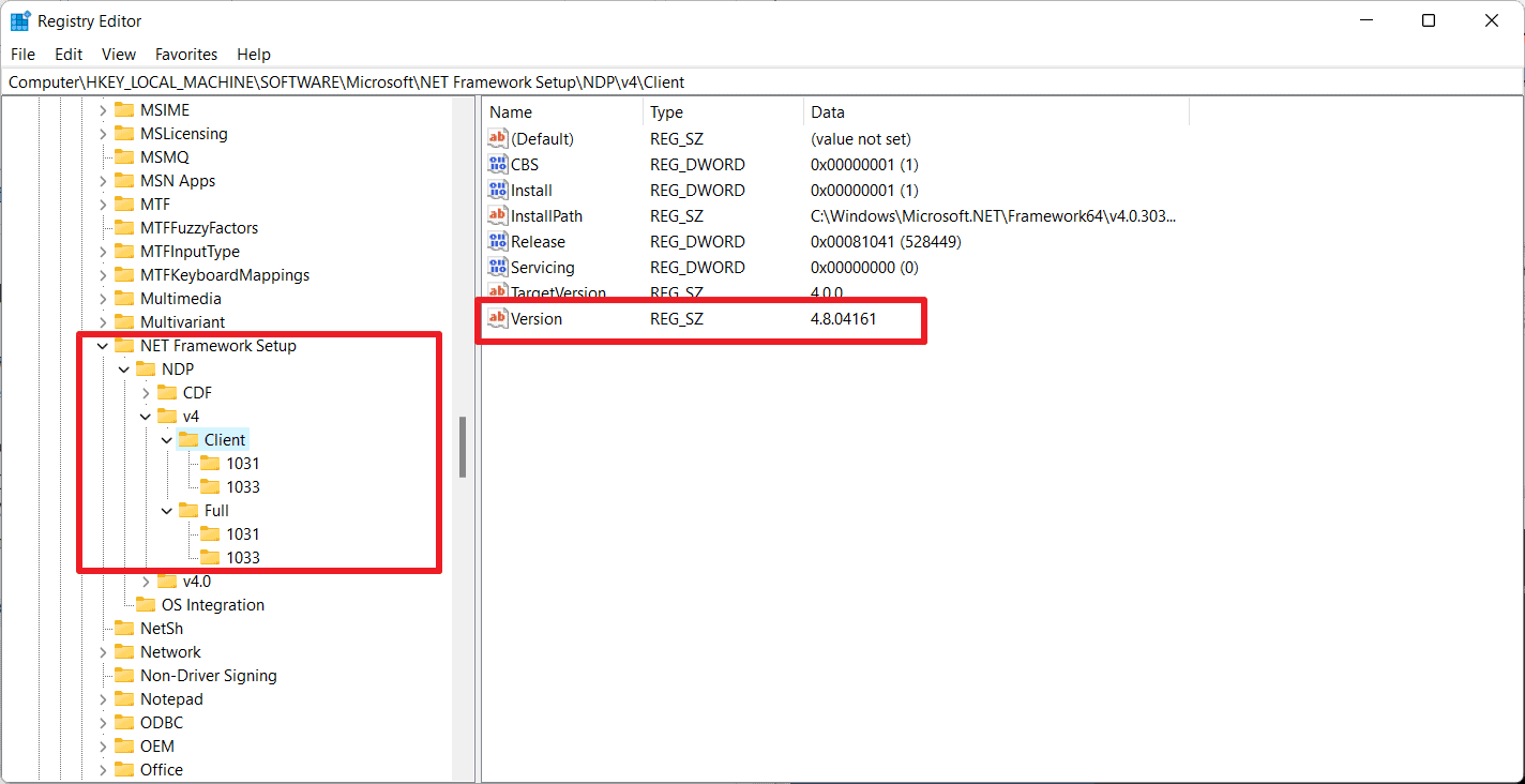 net framework version check