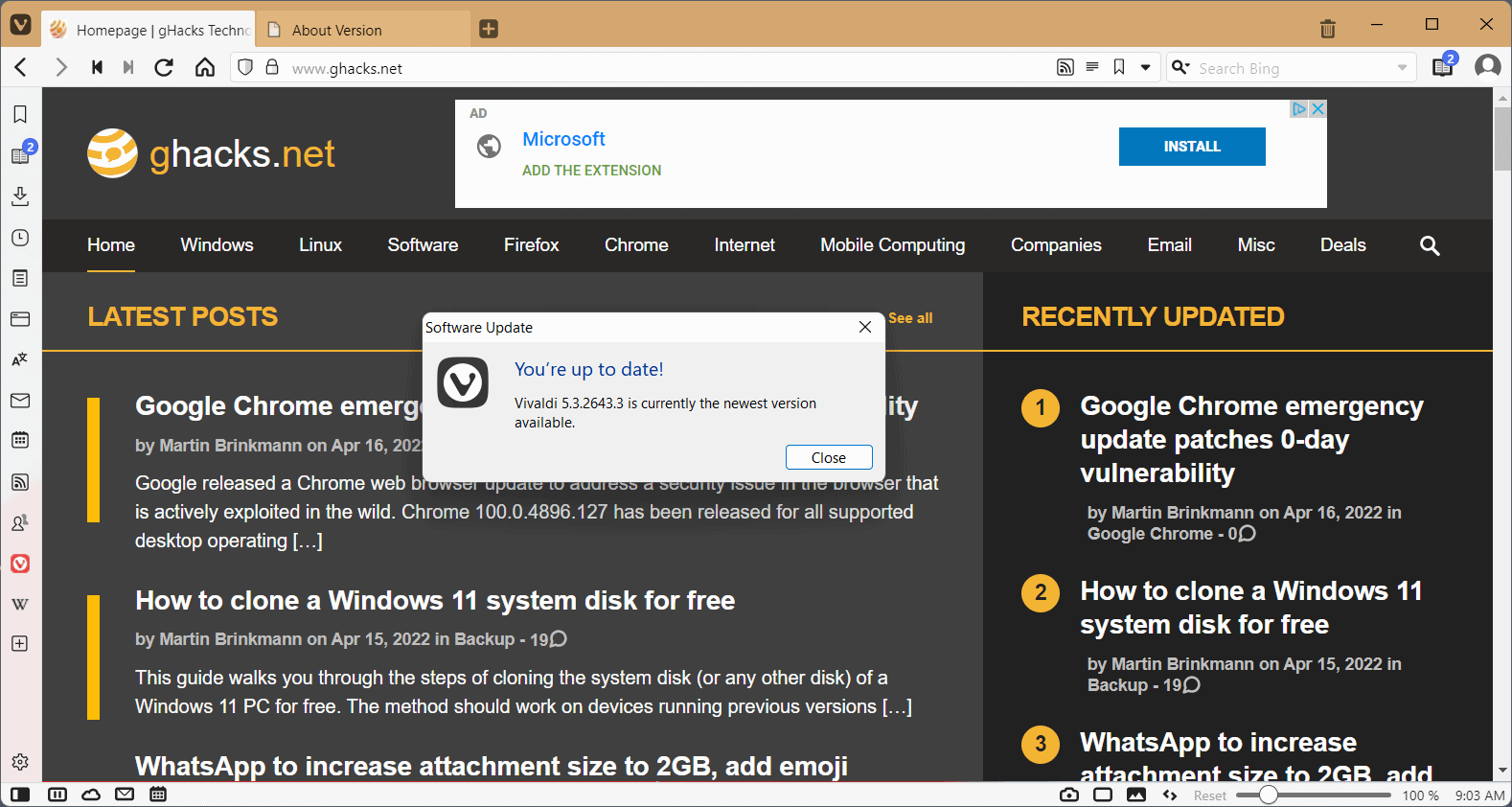 vivaldi 5.2 browser update