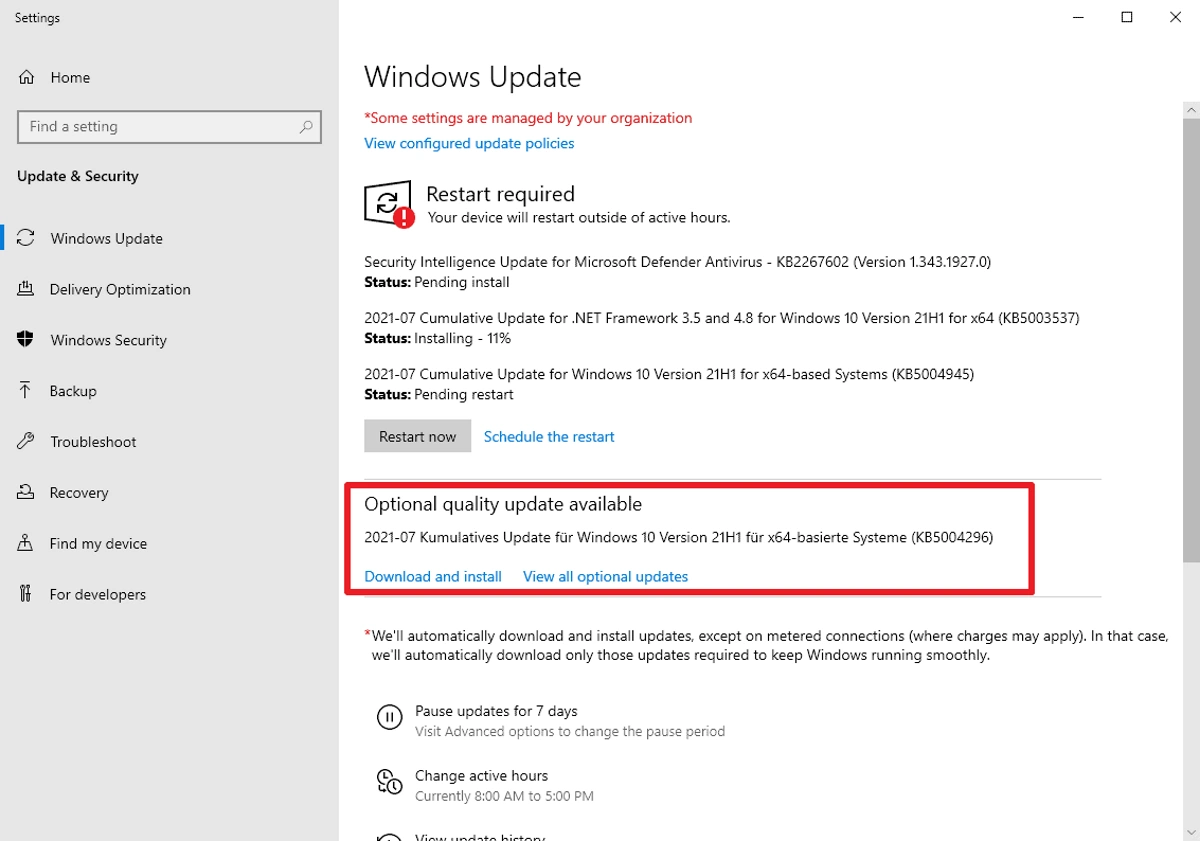 Windows 10 11 optional updates preview