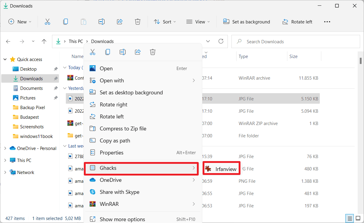 voce del menu contestuale personalizzato di Windows 11