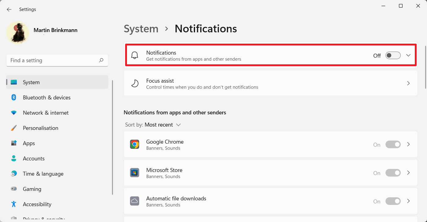 How to block all notifications or notifications from specific apps in Windows 11