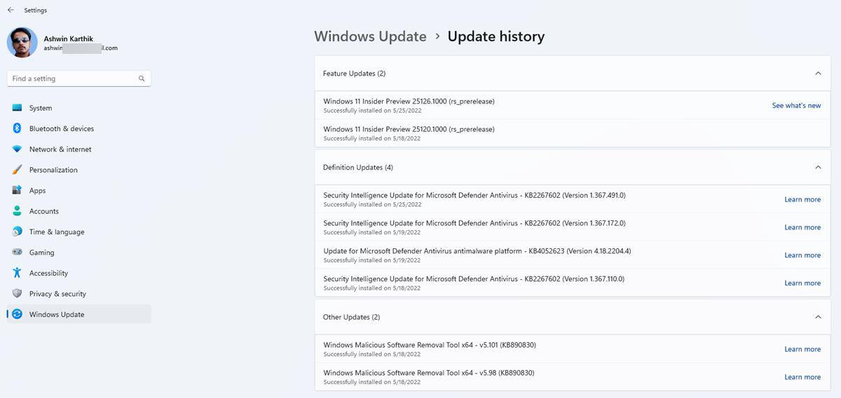 Anteprima di Windows 11 Insider Build 25126