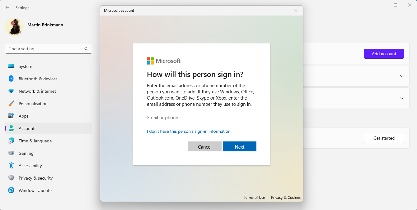 microsoft account sign in
