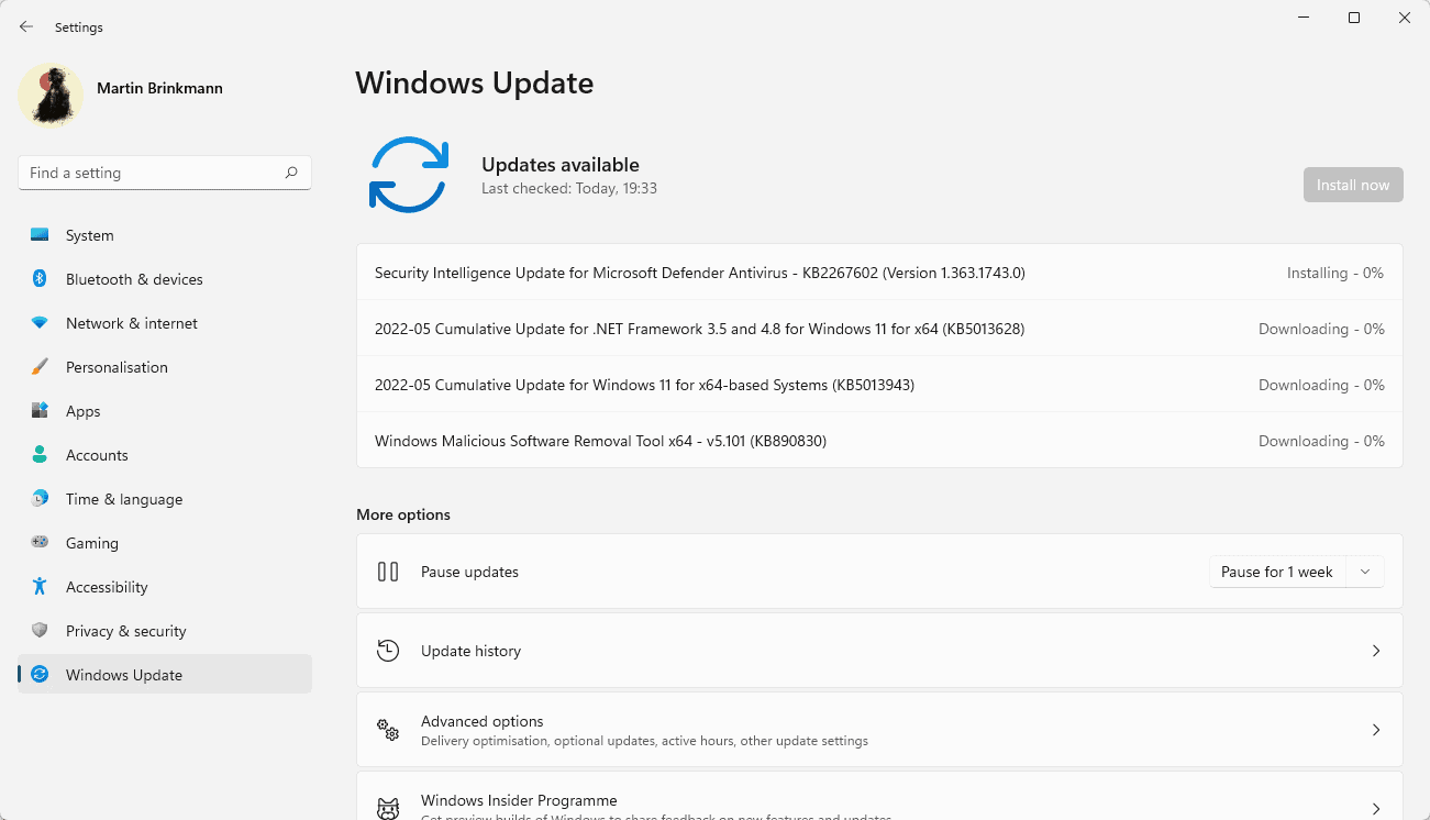 Aggiornamenti di sicurezza di Microsoft Windows maggio 2022
