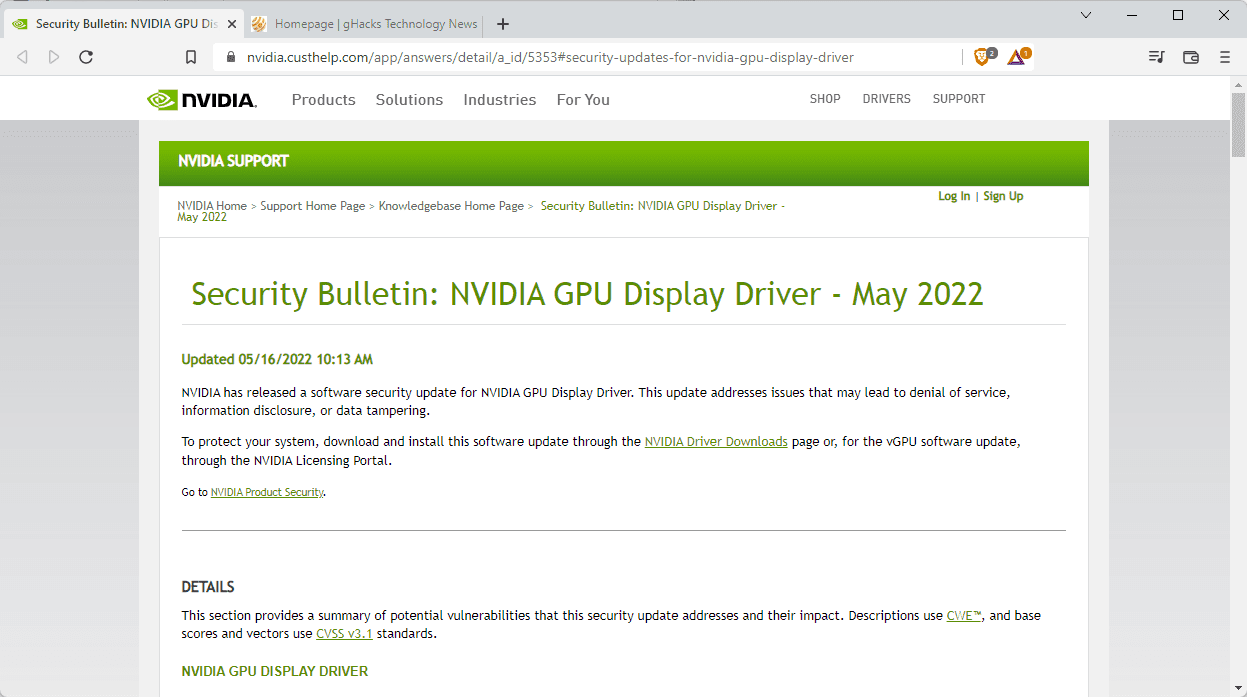 nvidia security update kepler