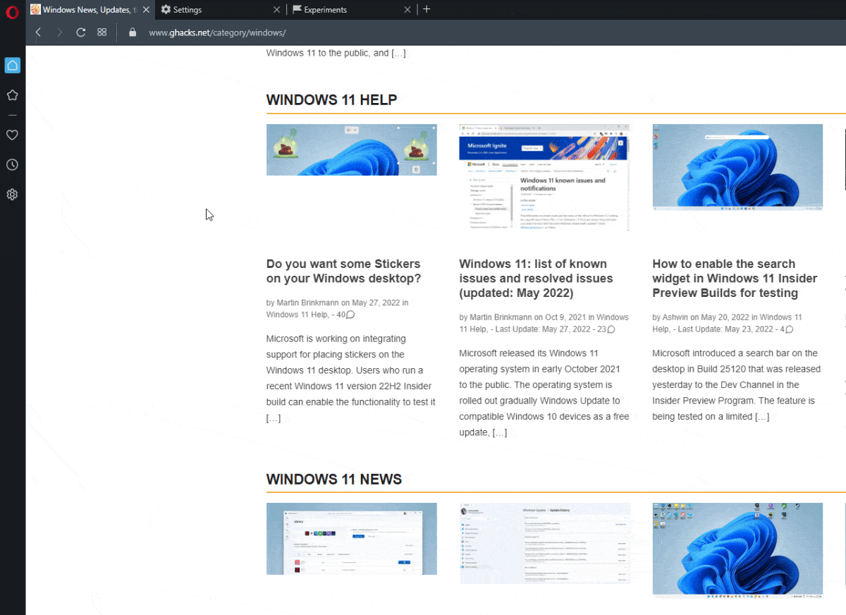 opera browser force dark theme on webpages