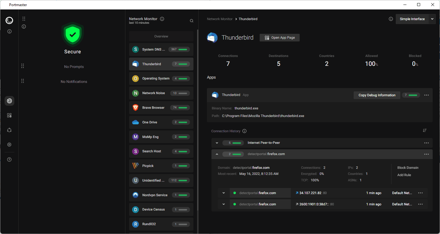 portmaster connection details