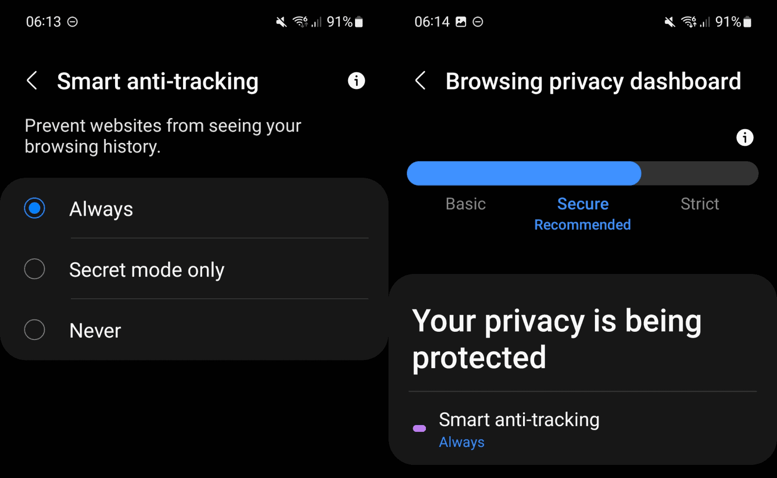 samsung internet browser 17 privacy