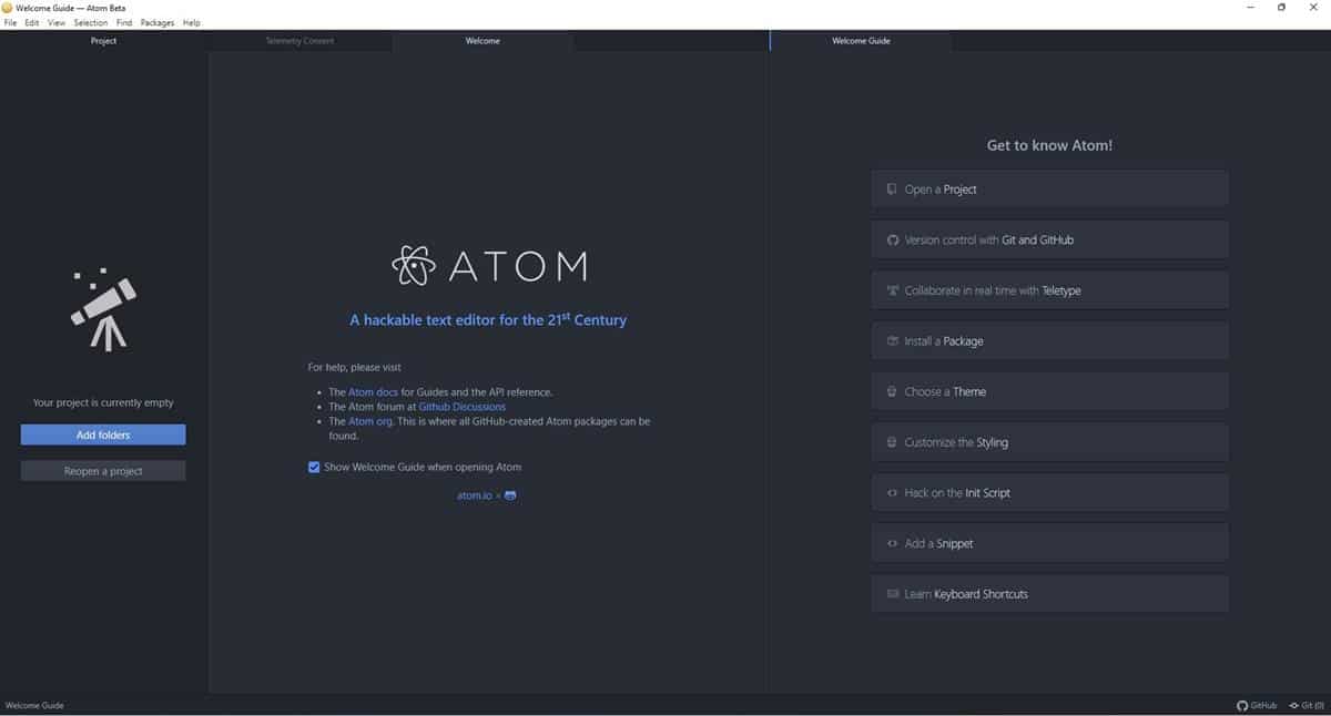 El editor de texto Atom de GitHub se lanzará en diciembre