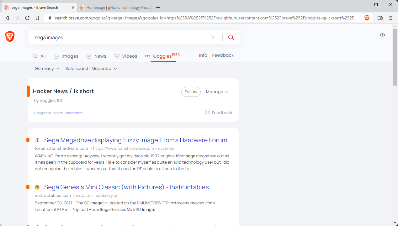 Brave Search Goggles: boost your favorite sites, downrank or remove others