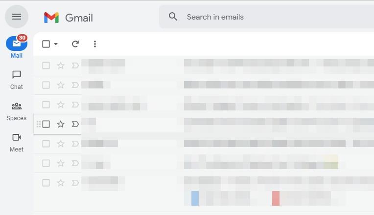 la barra laterale del nuovo design di gmail è crollata