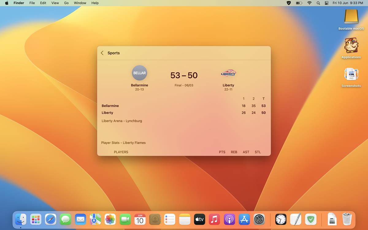 macOS 13 Ventura Spotlight