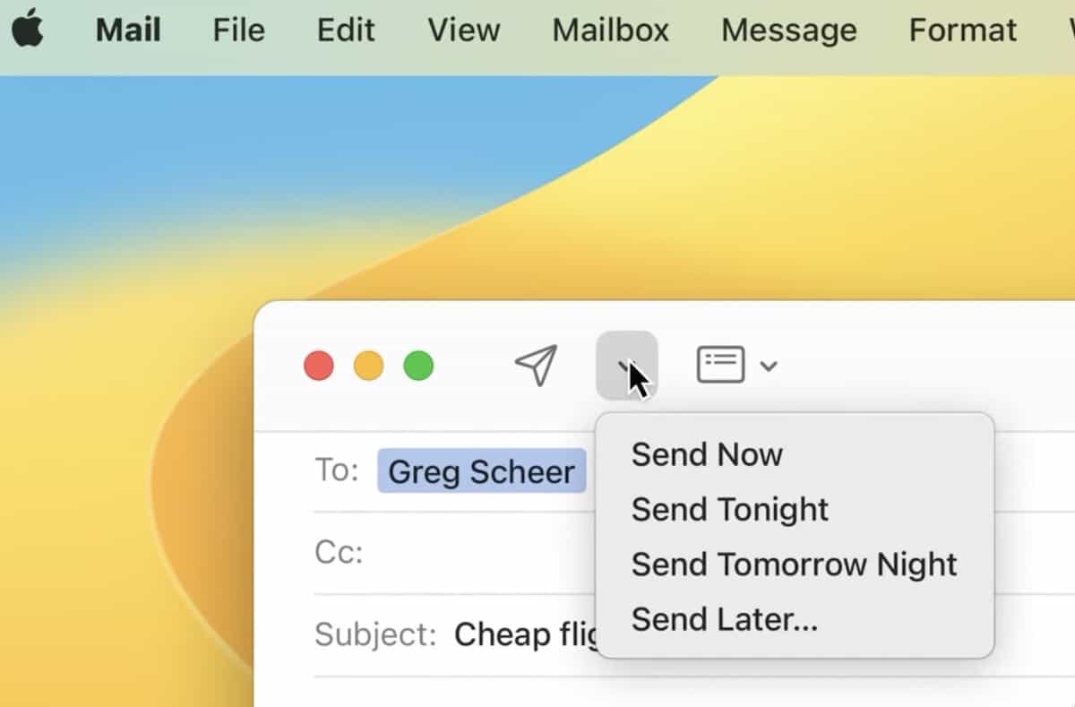 Schedule the macOS Ventura Mail app to send