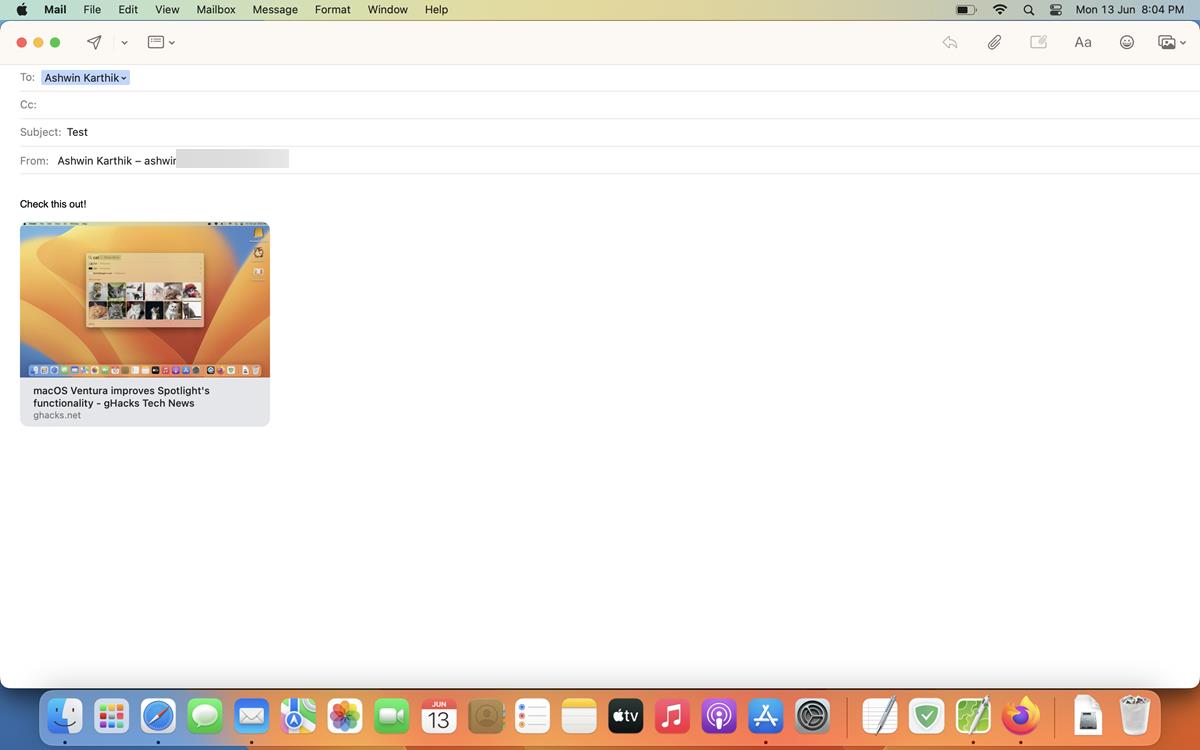 nuove funzionalità nell'app Mail di macOS Ventura: collegamenti avanzati
