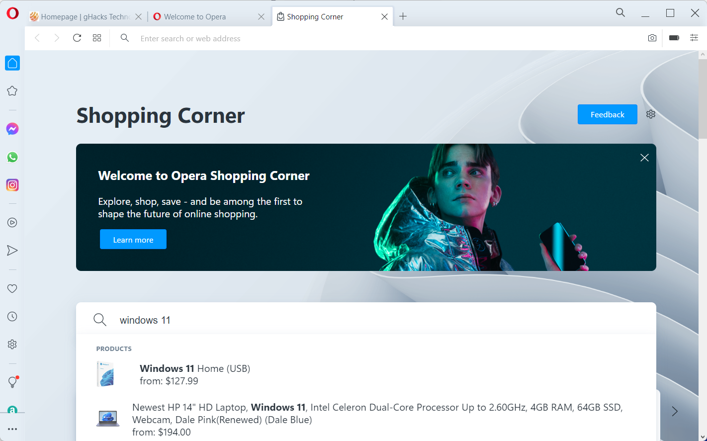 Opera 88 launches with Shopping Corner feature