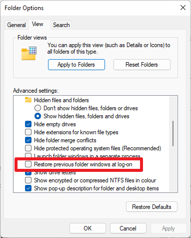Windows 11 non ripristina le cartelle al riavvio