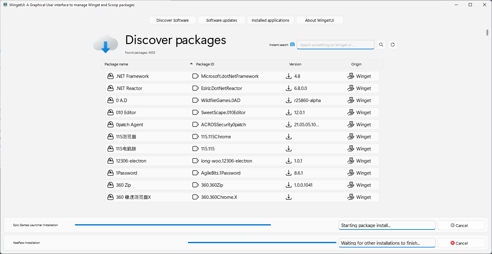 wingetui discover packages