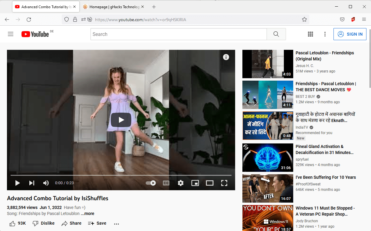 youtube shorts main video player