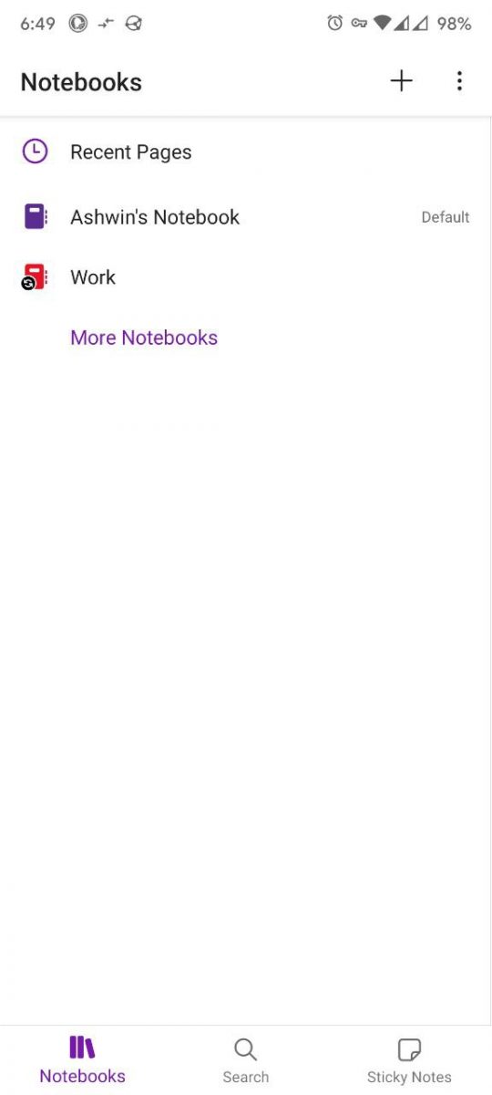 Microsoft OneNote for Android old gui