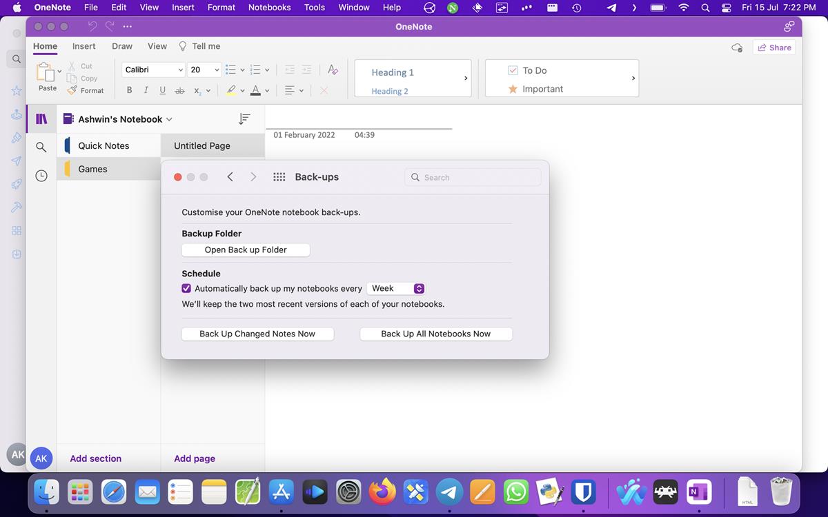 Microsoft OneNote for Mac gets local backup feature