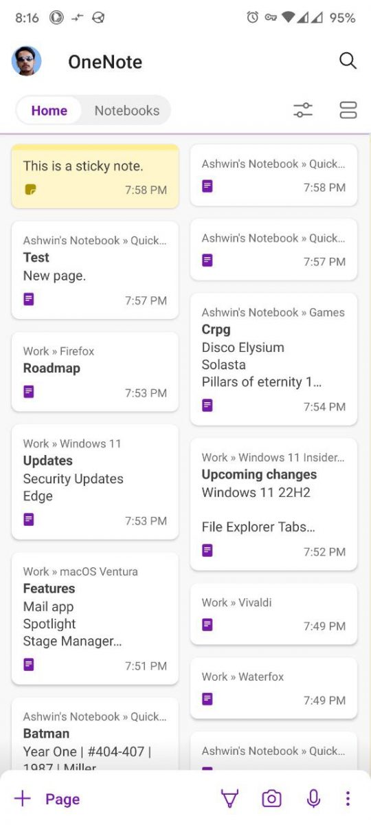 onenote app interface