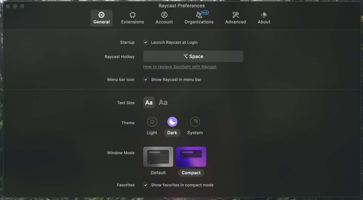 Raycast compact mode