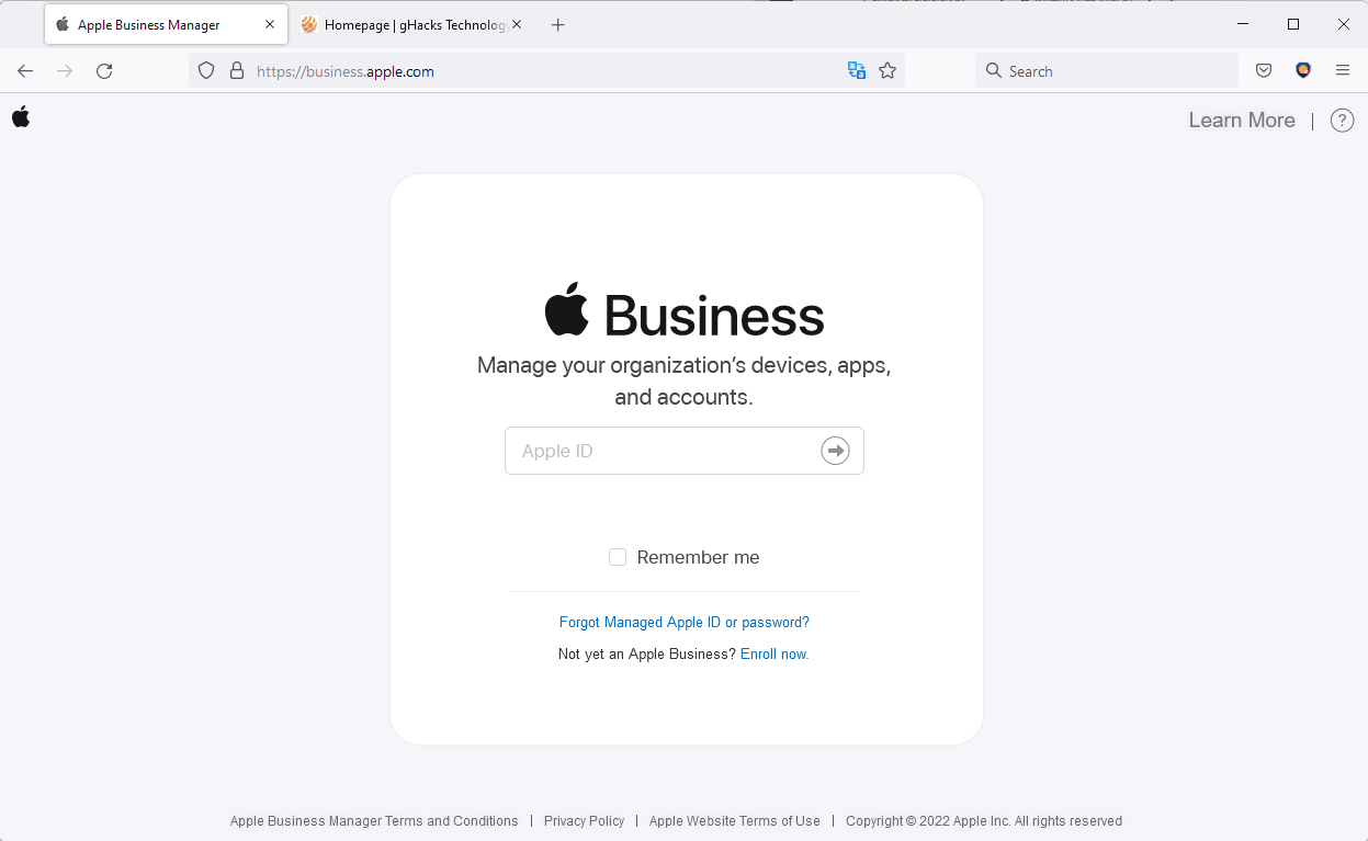 login to apple business firefox