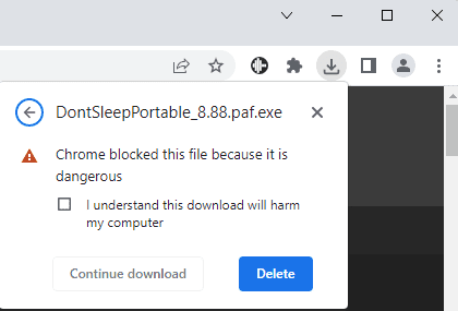 chrome warning