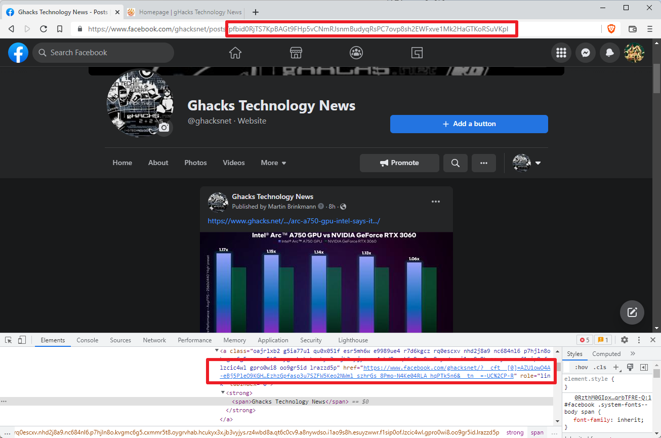 Facebook has started to encrypt links to counter privacy-improving URL Stripping - gHacks Tech News