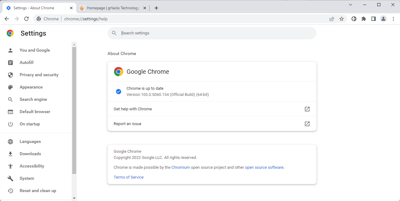 google chrome 103 security update