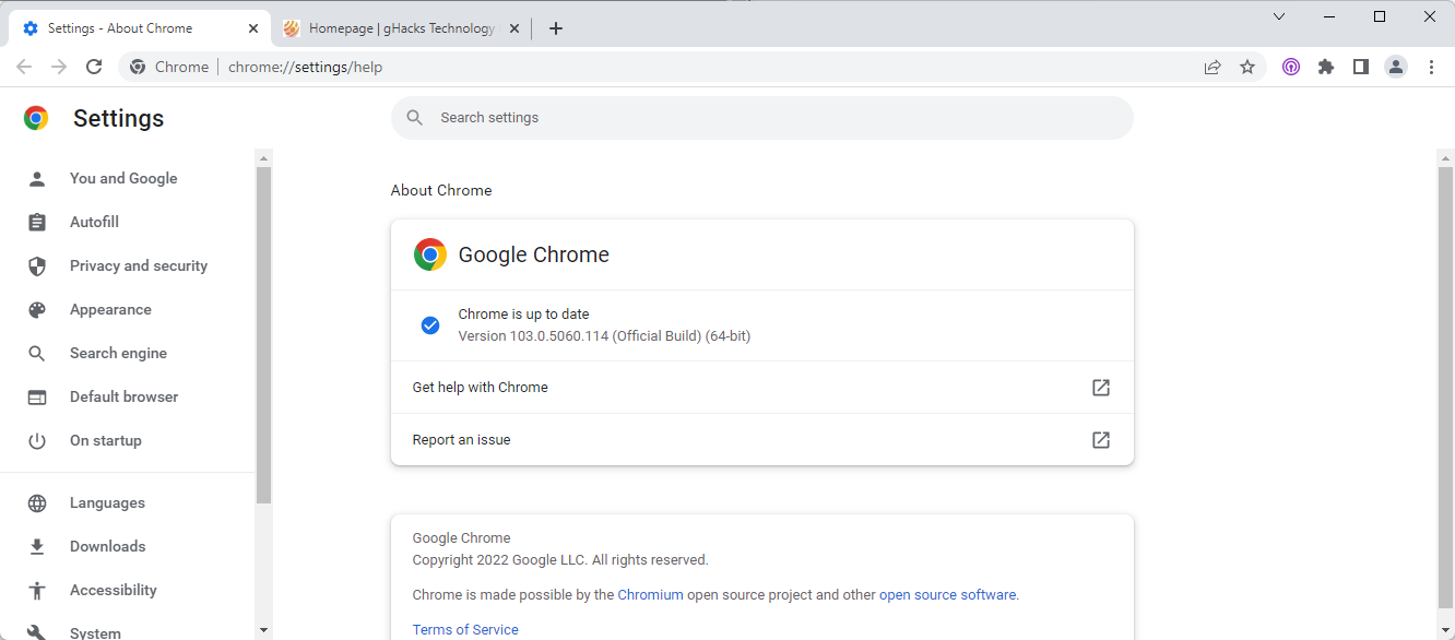 google chrome 103 security update