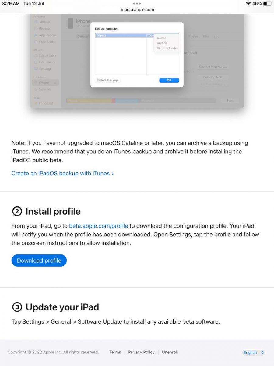 install ios beta profile