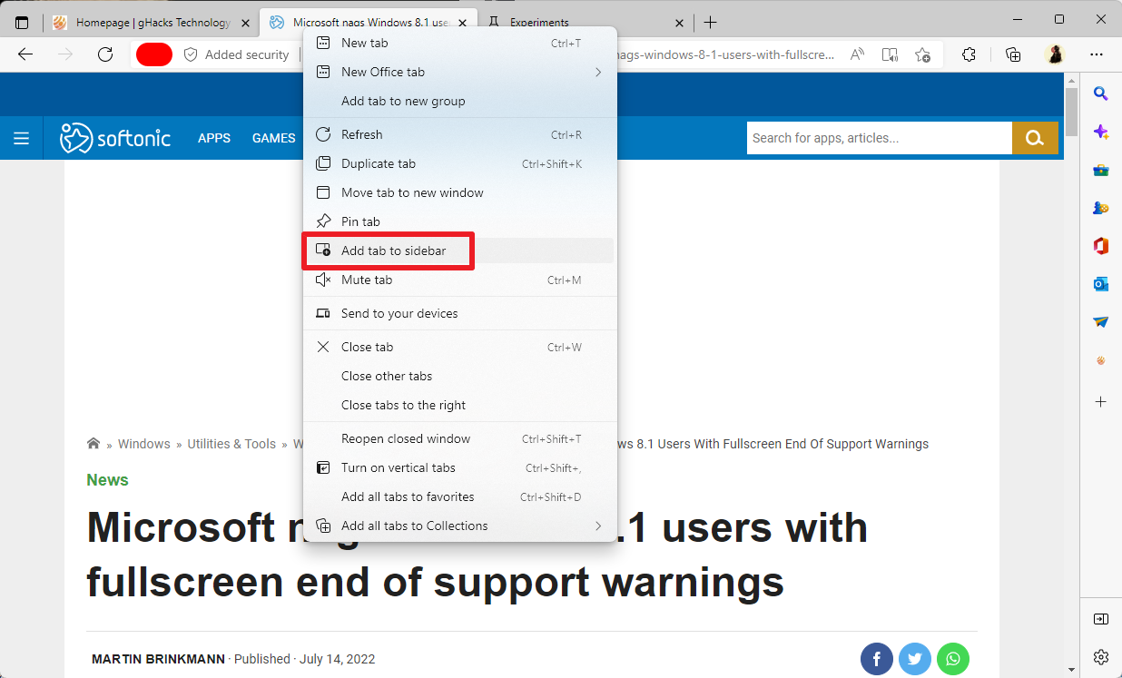 Extensions in the Microsoft Edge sidebar - Microsoft Edge Development