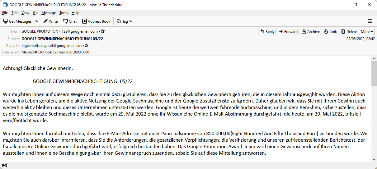 phishing email german