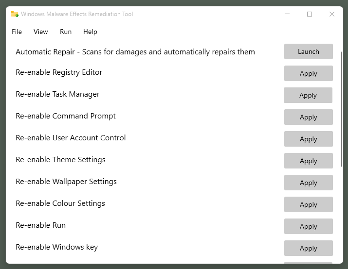windows malware effects remediation tool
