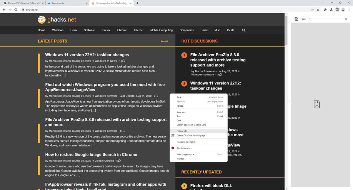 Google Chrome is getting an RSS feed reader on desktop