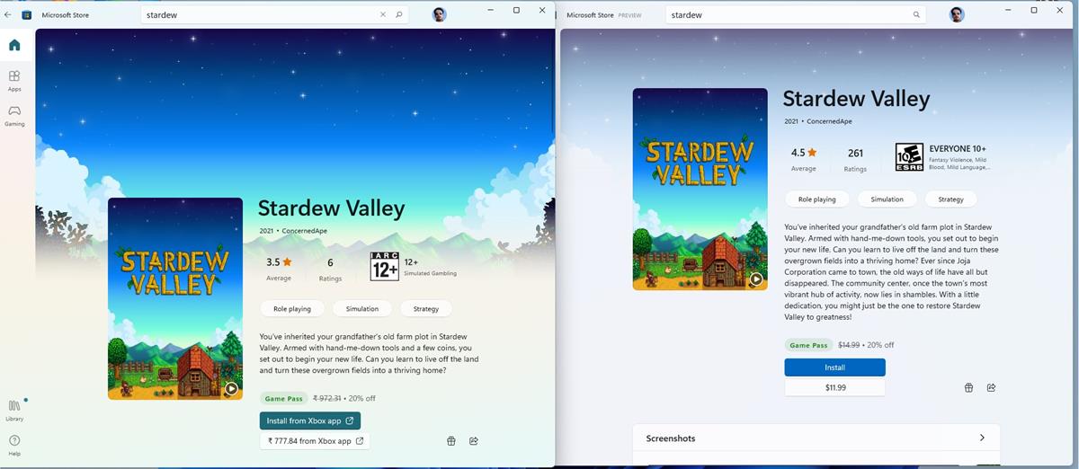 Microsoft Store app installs games directly