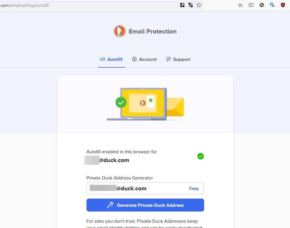duckduckgo email protection dashboard