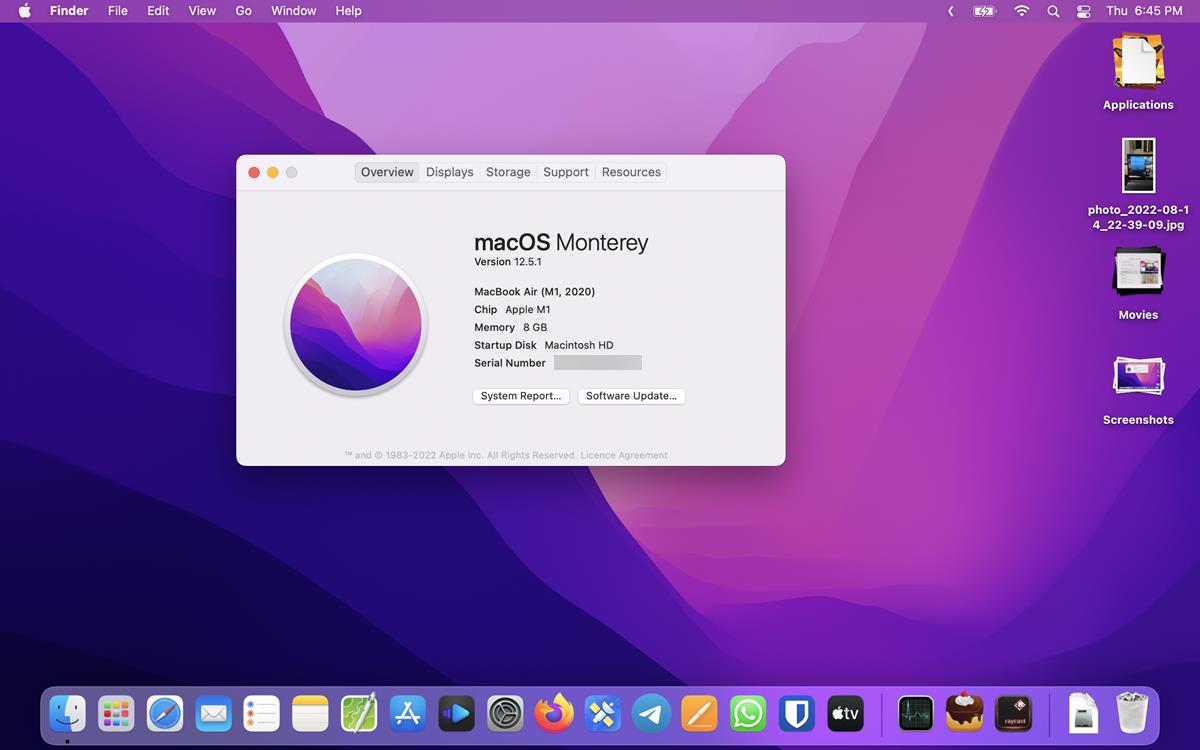 Aggiornamento macOS Monterey 12.5.1