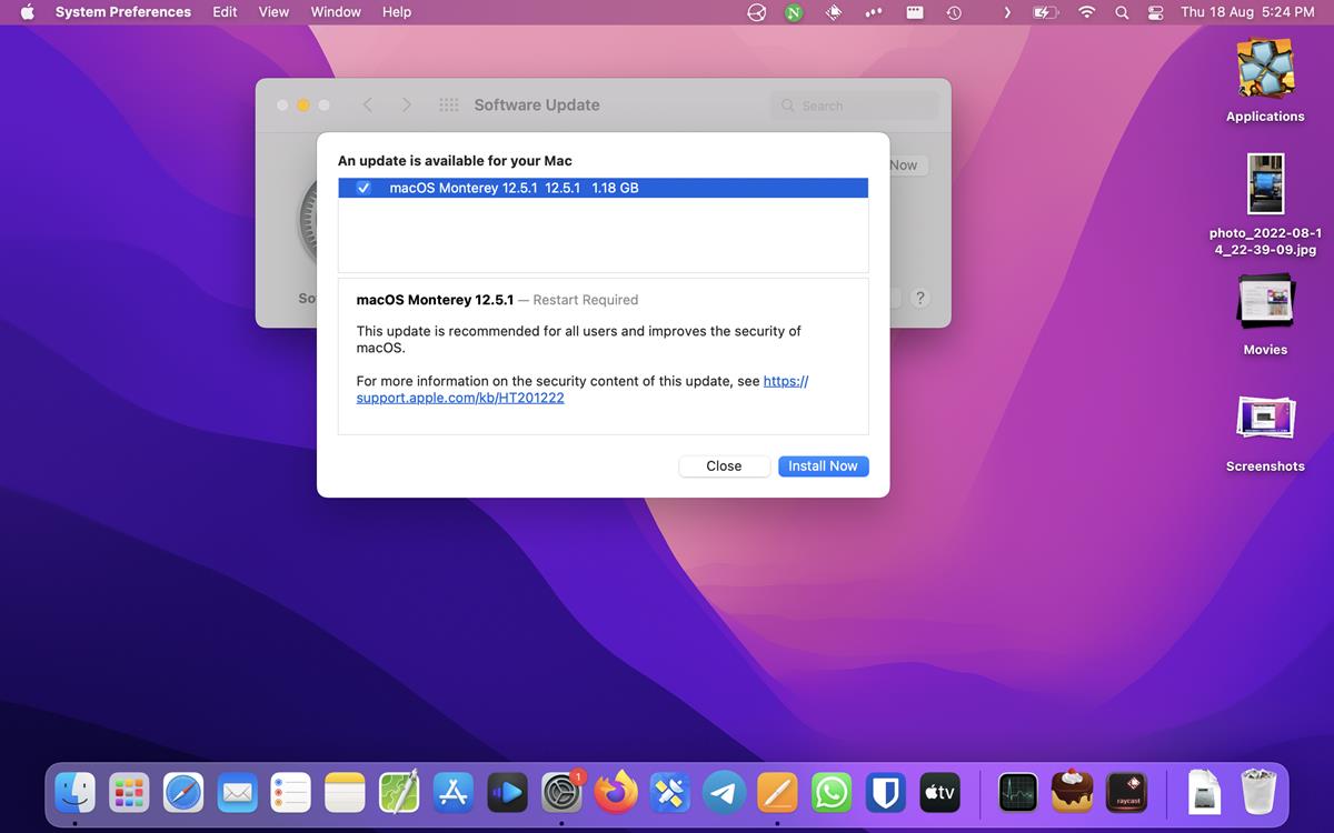 macOS Monterey 12.5.1 update