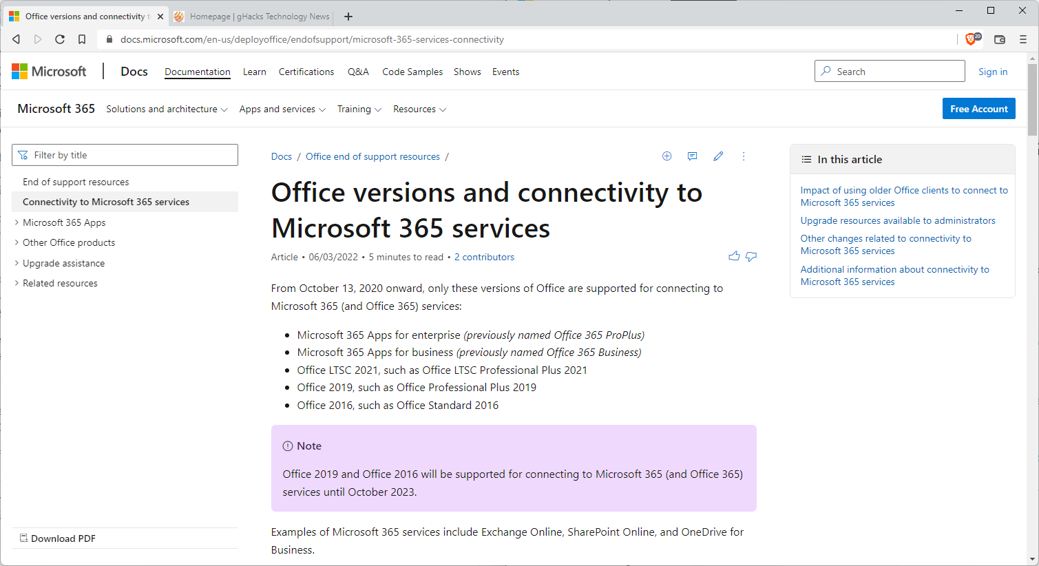 microsoft office microsoft 365 connectivity