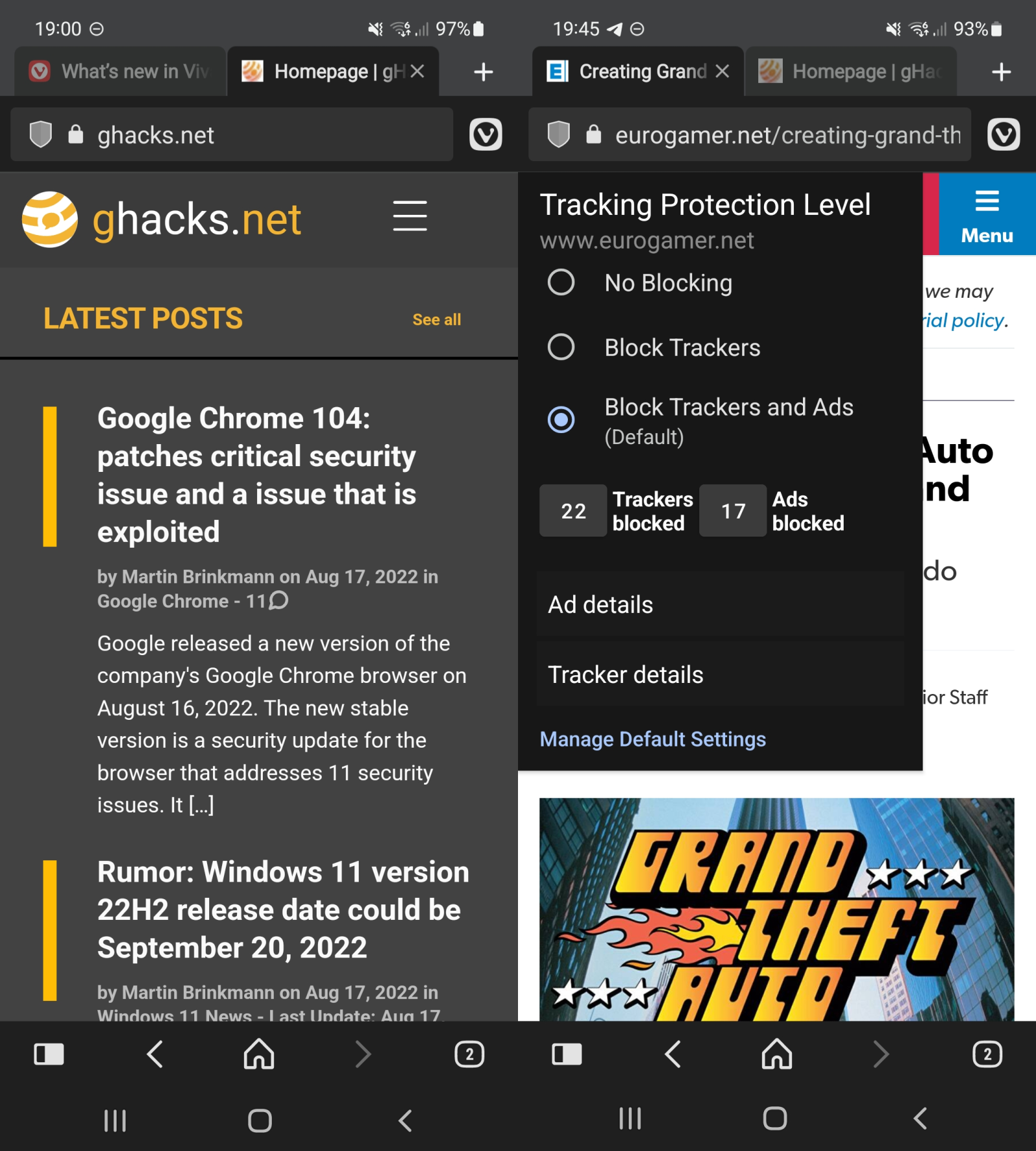 vivaldi 5.4 for android