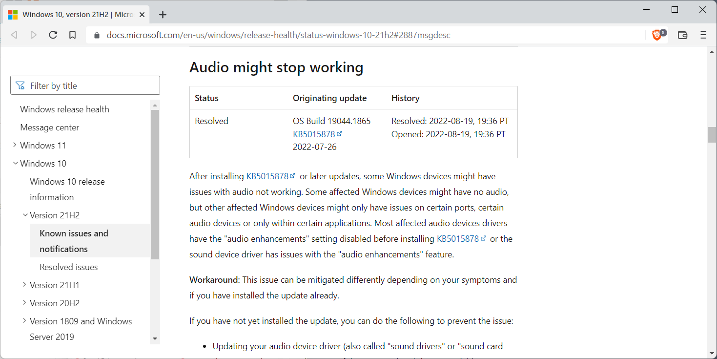 windows 10 audio might stop working
