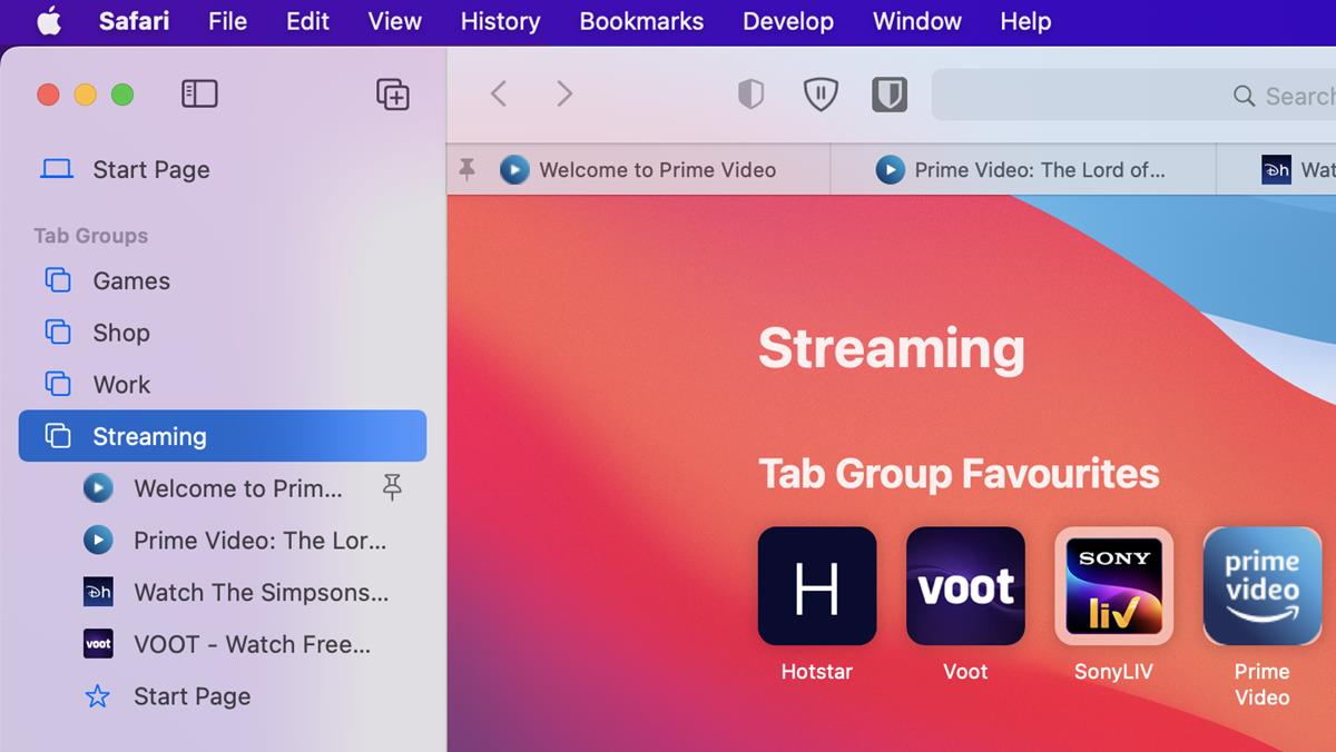 Apple Safari 16 Tab Groups show in sidebar