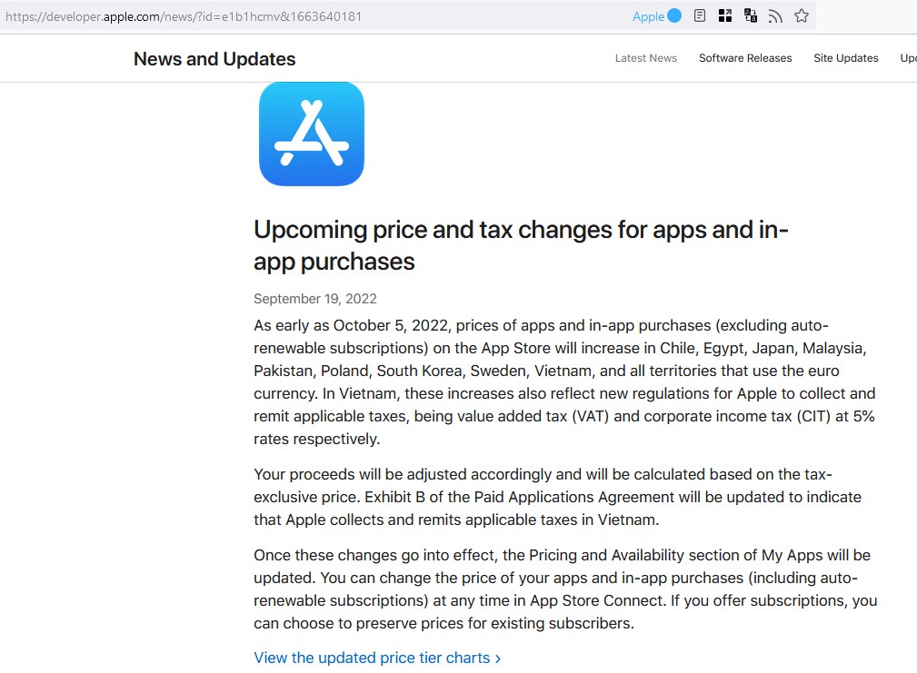 Apple to increase App Store prices in several regions from next month
