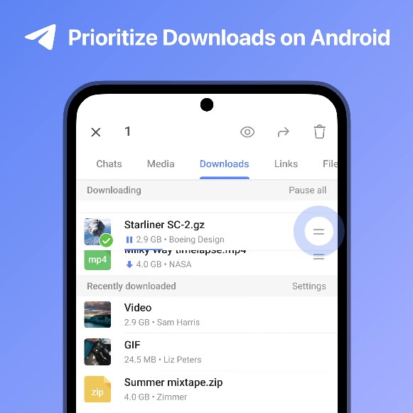 Telegram for android - prioritize downloads